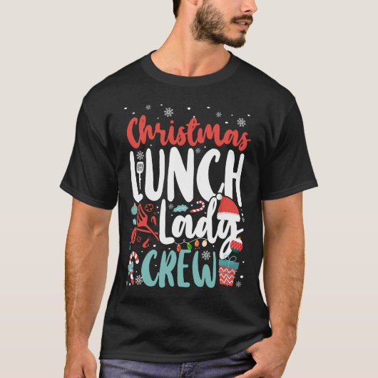 Lunch Dame Cafetaria Crew Kerstmis Lunch Dame T-shirt (Voorkant)