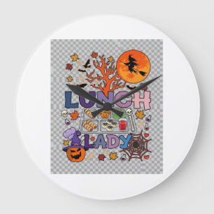 Lunch Dame Halloween Heks Maan Pompoen_1 Grote Klok