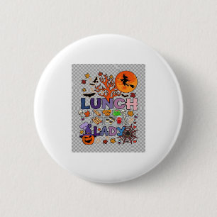 Lunch Dame Halloween Heks Maan Pompoen_1 Ronde Button 5,7 Cm