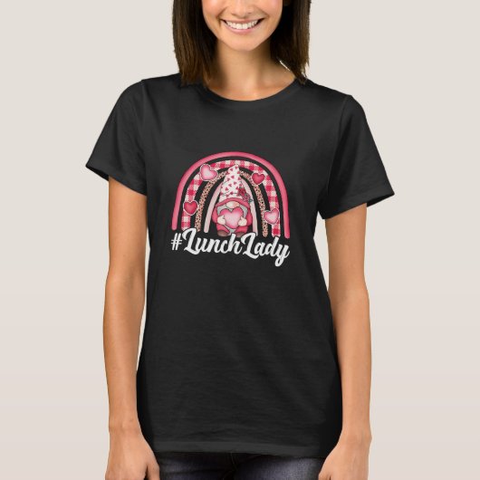 Lunch Dame Liefde Valentijnsdag Gnome Cafetaria T-shirt (Voorkant)