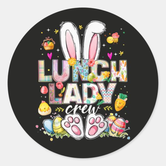 Lunch Dames Bemanning Grappige Konijn Ronde Sticker (Voorkant)