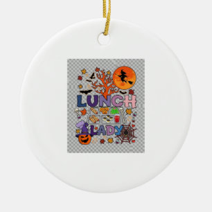 Lunch Dames Halloween Heks Maan Pompoen_1 Keramisch Ornament