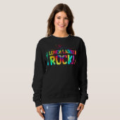 Lunch Dames Rock Tie Dye Lunch Lady Squad Terug T Trui (Voorkant volledig)