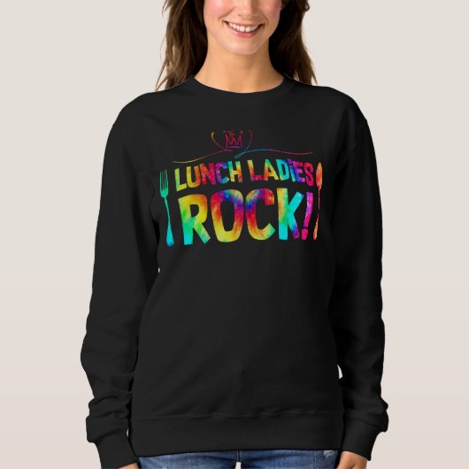 Lunch Dames Rock Tie Dye Lunch Lady Squad Terug T Trui (Voorkant)