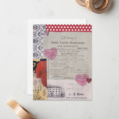 Lunch Date Valentijnsdag Kaart Notitiekaartje (Voorkant / Achterkant in situ)