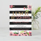 Lunch en bubbelbaar Glitter Black White Vrijgezell Kaart (Staand voorkant)