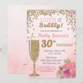 Lunch en Bubble Birthday Glitter Invitation Kaart (Voorkant / Achterkant)