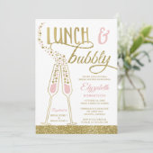 Lunch en Bubble Vrijgezellenfeest Invite, Faux Gol Kaart (Staand voorkant)
