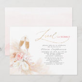 Lunch en Bubbly Vrijgezellenfeest Pampas Grass Kaart (Voorkant / Achterkant)