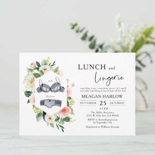 Lunch en Lingerie Bridal Brunch Kaart (Staand voorkant)