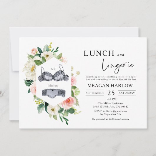 Lunch en lingerie bruidsbrunch  kaart (Voorkant)