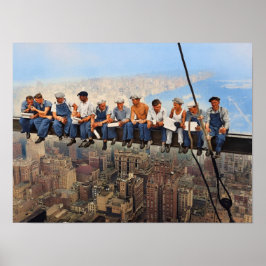 Lunch hoog op een wolkenkrabber 1932 NYC gerestaur Poster