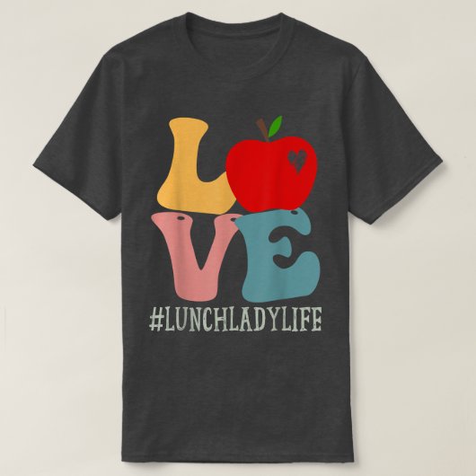 Lunch Lady Apple Groovy Retro komt terug naar SC T-shirt (Design voorkant)