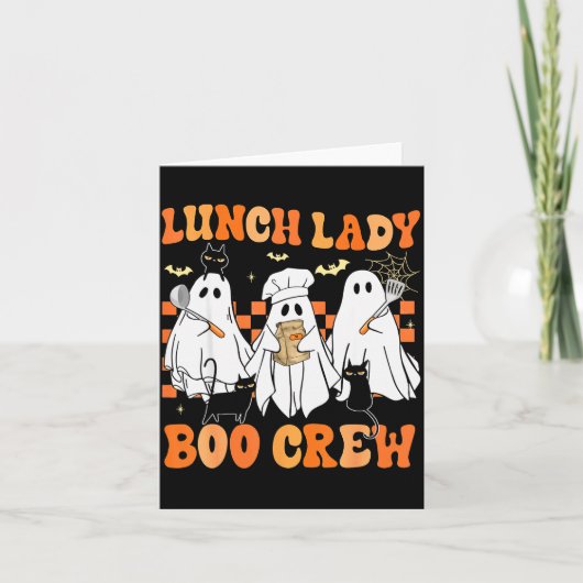 Lunch Lady Boo Crew Ghost Chef Funny Cafeteria Wor Kaart (Voorkant)