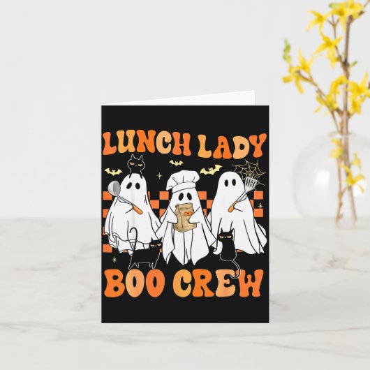 Lunch Lady Boo Crew Ghost Chef Funny Cafeteria Wor Kaart (Gele Bloem)