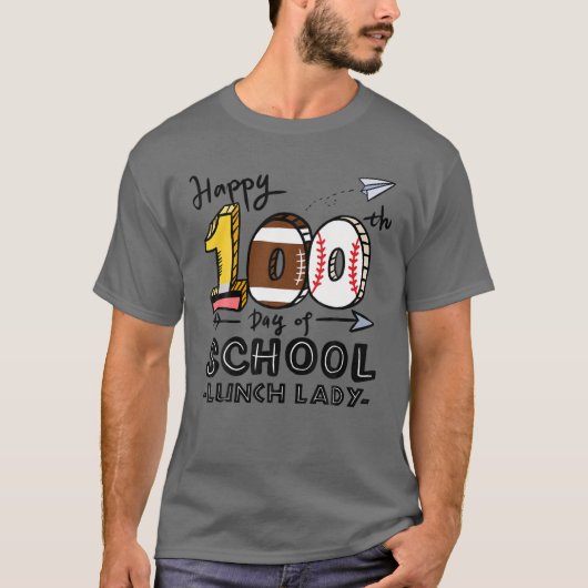 Lunch Lady Cafeteria Happy 100Th Day Of School 100 T-shirt (Voorkant)