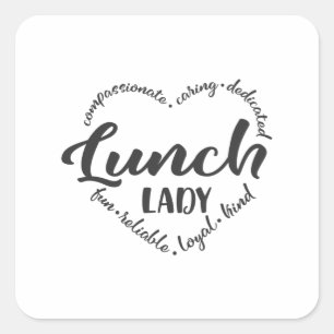 Lunch lady, Cafeteria, lunchdame werkster Vierkante Sticker