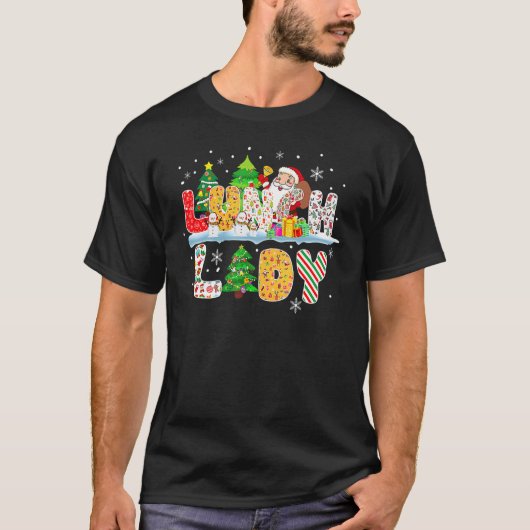 Lunch Lady Christmas Tree Santa Matching Xmas Lunc T-shirt (Voorkant)