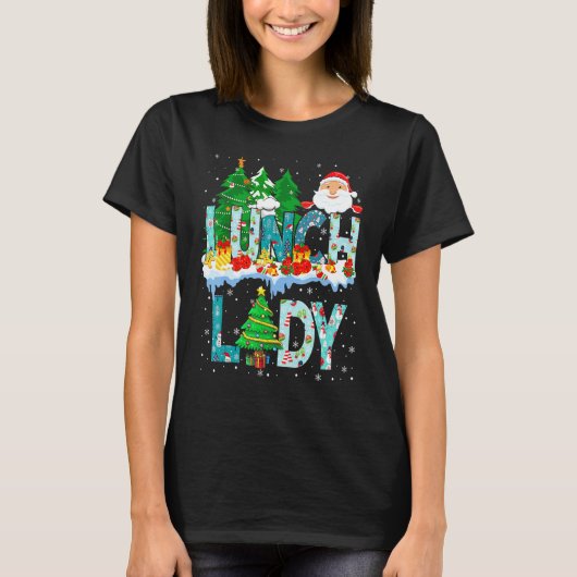 Lunch Lady Christmas Tree Santa Matching Xmas Lunc T-shirt (Voorkant)