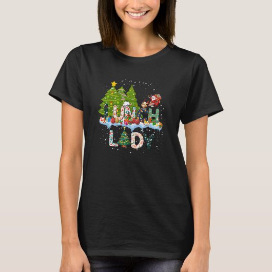 Lunch Lady Christmas Tree Santa Matching Xmas Lunc T-shirt (Voorkant)