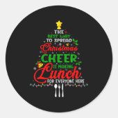 Lunch Lady Christmas Xmas School Cafeteria Lunch L Ronde Sticker (Voorkant)