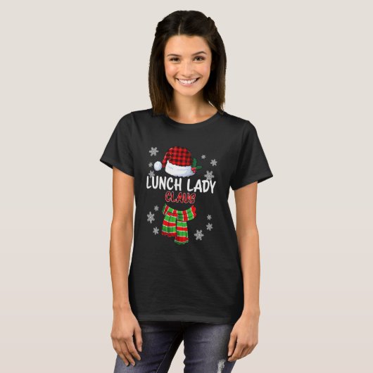 Lunch Lady Claus Funny Matching Family Kerstmis T-shirt (Voorkant volledig)