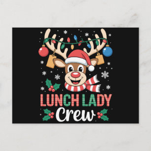 Lunch Lady Crew Kerst Reindeer Kerstlichten Feestdagenkaart