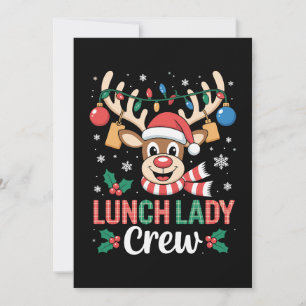 Lunch Lady Crew Kerst Reindeer Xmas Lichtjes Kaart