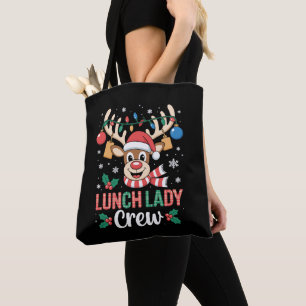 Lunch Lady Crew Kerst Reindeer Xmas Lichtjes Tote Bag