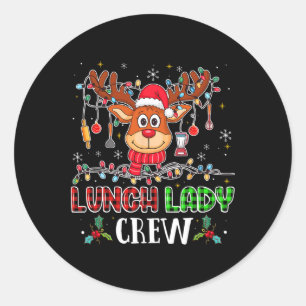 Lunch Lady Crew Reindeer Cafetaria Lady Xmas Holid Ronde Sticker