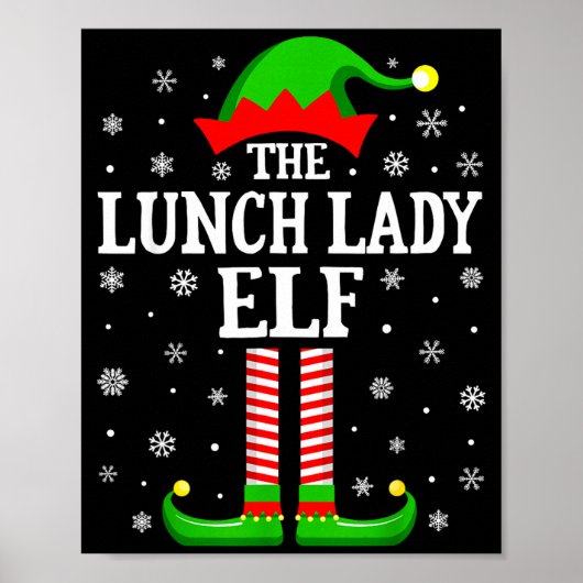 Lunch Lady Elf Funny Christmas Family Matching Poster (Voorkant)