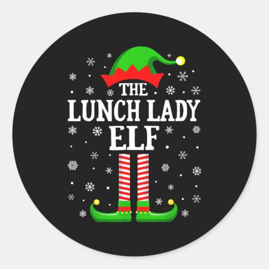 Lunch Lady Elf Funny Christmas Family Matching Ronde Sticker (Voorkant)