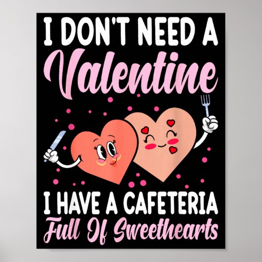 Lunch Lady Gift Co. Funny Valentine's Day - Black  Poster (Voorkant)