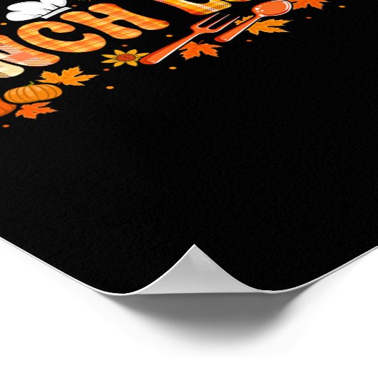 Lunch Lady Job Thanksgiving Fall Leaves Pumpkins F Poster (Hoek)