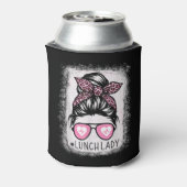 Lunch Lady Life Bleached Shirts Pink Leopard Messy Blikjeskoeler (Blikje Achterkant)