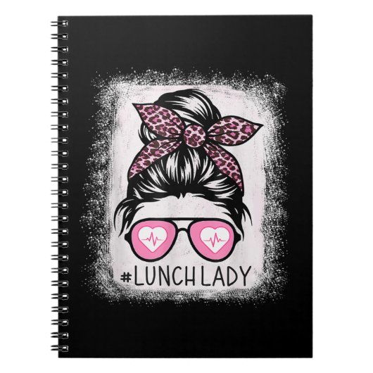 Lunch Lady Life Bleaching Shirten Pink Leopard Mes Notitieboek (Voorkant)