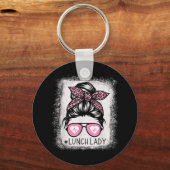 Lunch Lady Life Bleaching Shirten Pink Leopard Mes Sleutelhanger (Voorkant)