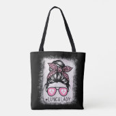 Lunch Lady Life Bleaching Shirten Pink Leopard Mes Tote Bag (Achterkant)