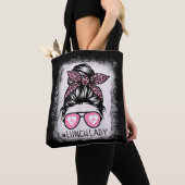 Lunch Lady Life Bleaching Shirten Pink Leopard Mes Tote Bag (Dichtbij)