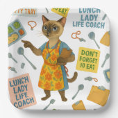 Lunch Lady Life Coach  Cat Lovers Cafeteria Party Papieren Bordje (Voorkant)