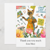 Lunch Lady Life Coach  for Cat Cafeteria Wisdom Bedankkaart (Voorkant / Achterkant)