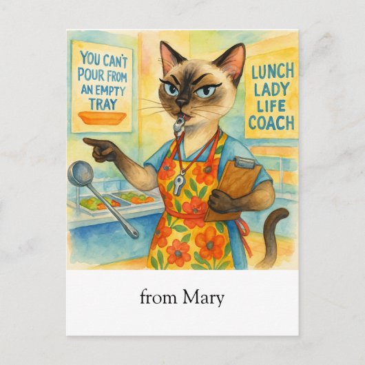 Lunch Lady Life Coach  for Cat Cafeteria Wisdom Briefkaart (Voorkant)