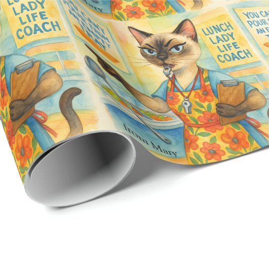 Lunch Lady Life Coach  for Cat  Lovers Cafeteria  Cadeaupapier (Rol Hoek)