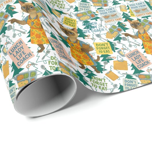 Lunch Lady Life Coach  for Cat  Lovers Cafeteria  Cadeaupapier (Rol Hoek)
