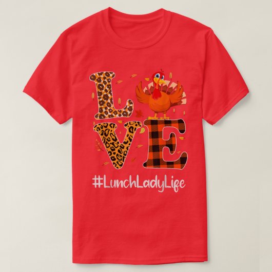 Lunch Lady Life Love Thanksgiving Leopard Turkey A T-shirt (Design voorkant)
