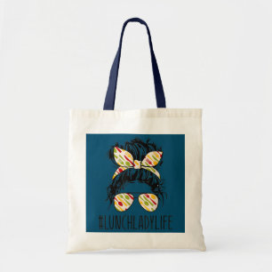 Lunch Lady Life Messy Bun Hair Funny Teacher Tote Bag