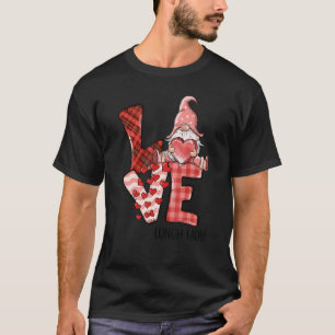 Lunch Lady Love Gnome Cute Valentijnsdag Cafeter T-shirt