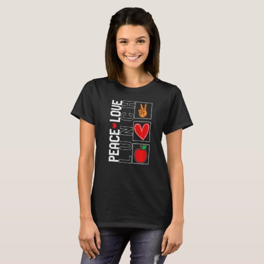 Lunch Lady Peace Lunch School Nutriet Cafet T-shirt (Voorkant volledig)