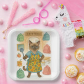 Lunch Lady Retirement for Cat Lovers Cafeteria  Papieren Bordje (Feest)