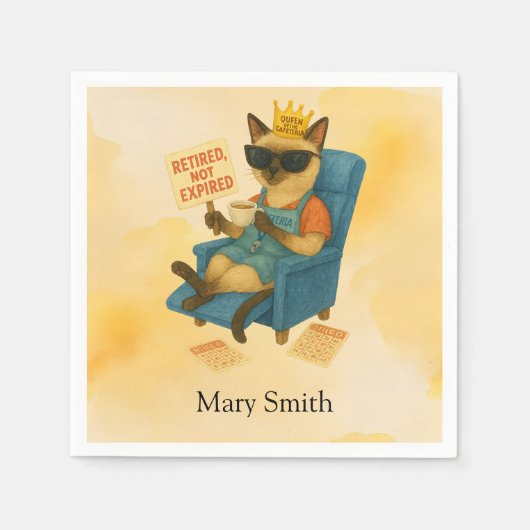 Lunch Lady serveert eten voor kattenliefhebbers Servet (Voorkant)